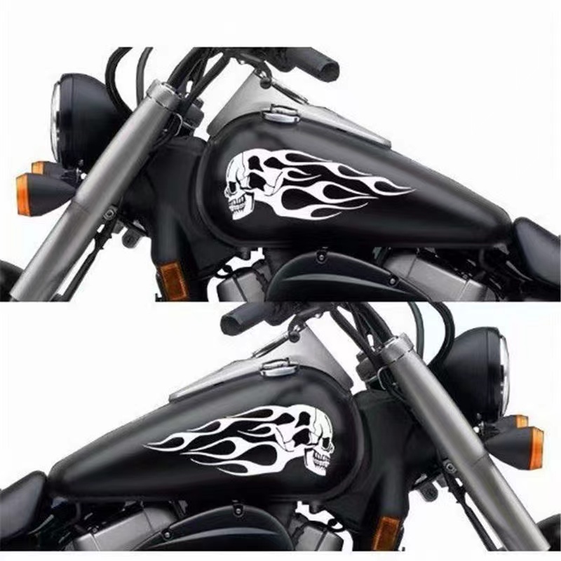 Motorcycle Stickers Flame Skull Pattern Car Stickers Decals - Temu