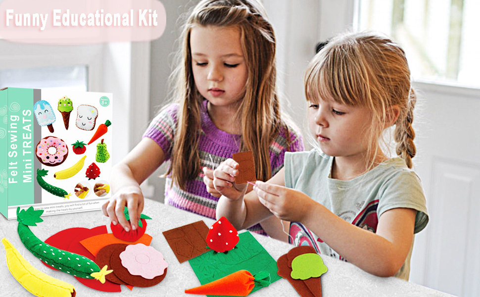 12 Pre-Cut Mini Treats Dessert Fun Kids Sewing Kit for Kids Ages 8