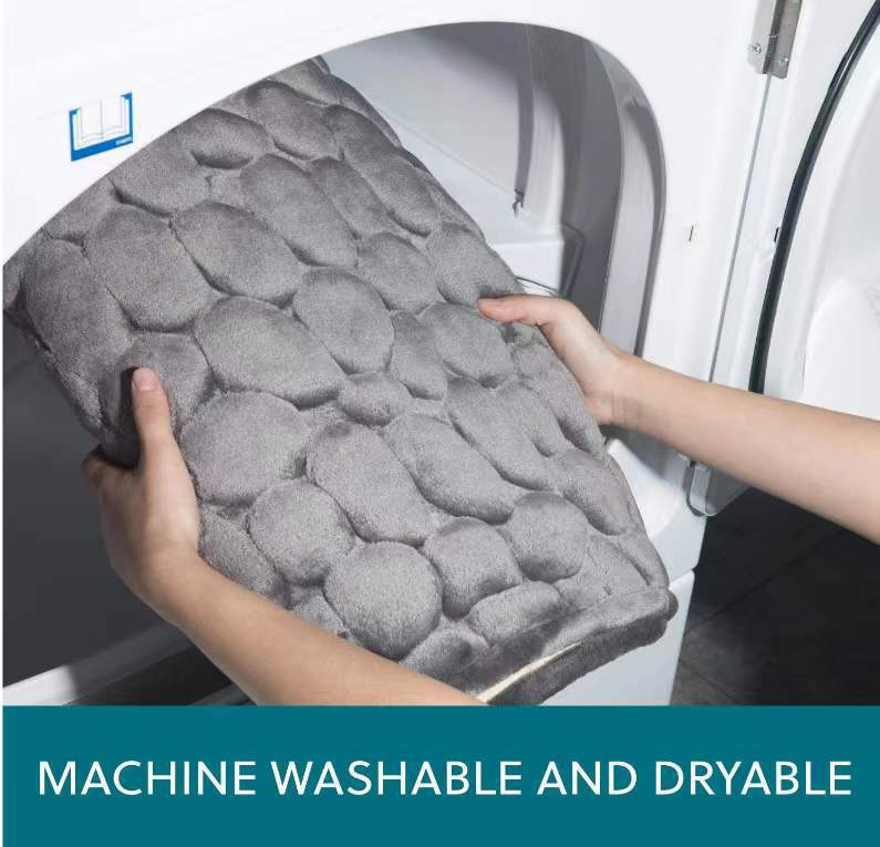 1Pc Cobblestone Embossed Bathroom Bath Mat Coral Fleece Non Slip Carpet In Bathtub Floor Rug For Shower Room Doormat Memory Foam Pad Details 0