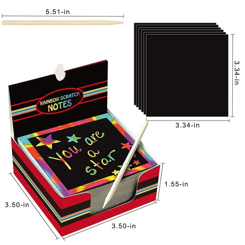 Rainbow Scratch Mini Notes Paper Pad Cards With 2 Stylus - Temu