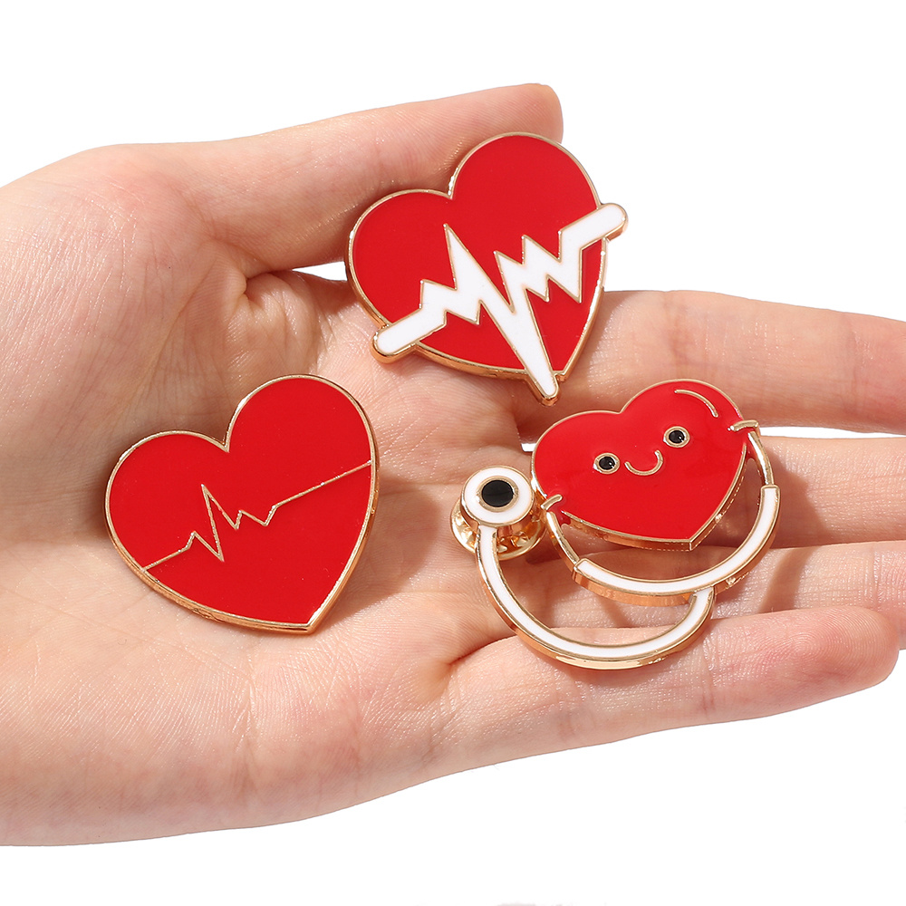 Electrocardiogram and enameled stethoscope brooch for healthcare  professionals