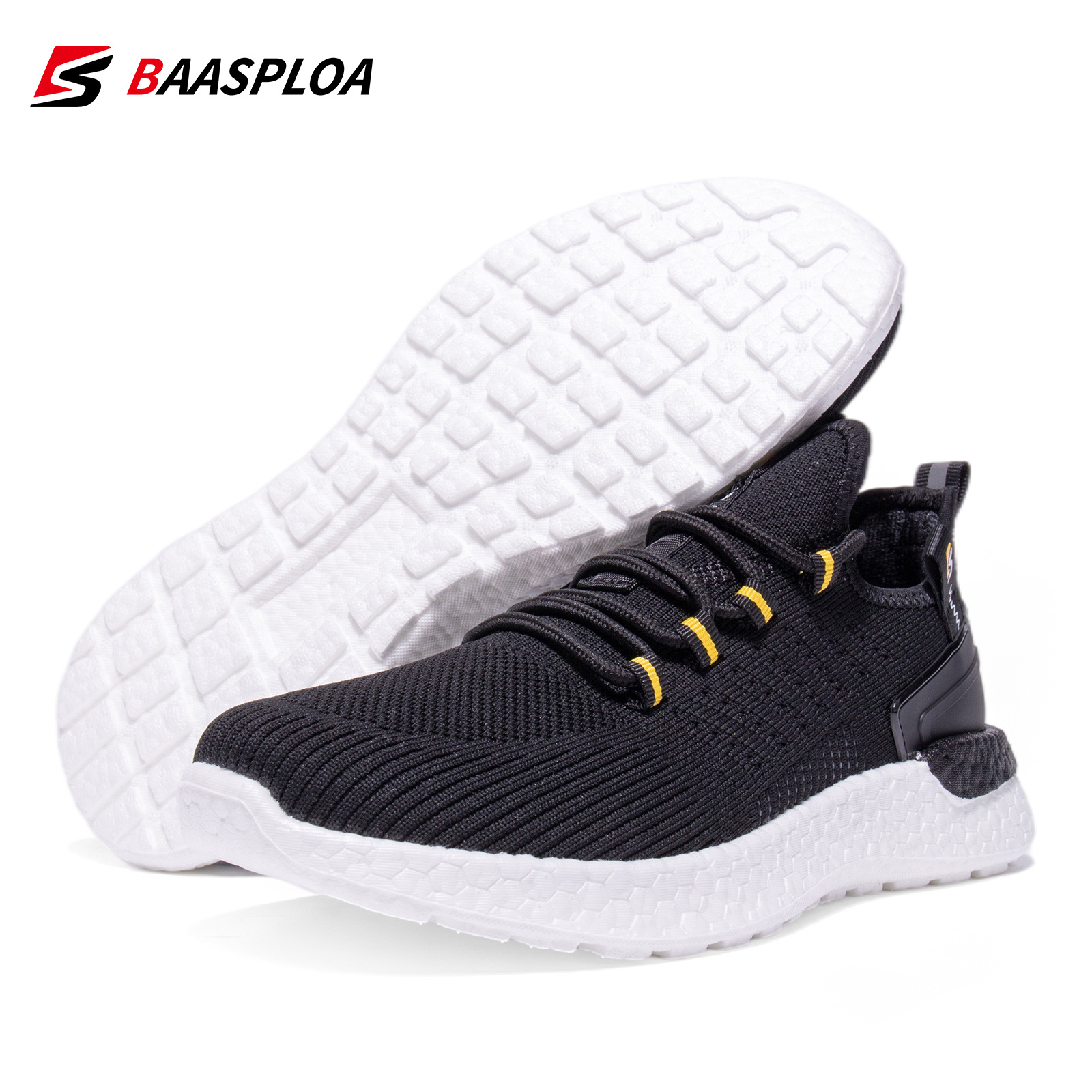 Baasploa Men's Lightweight Comfortable Running Shoes, Breathable Knit Sneakers