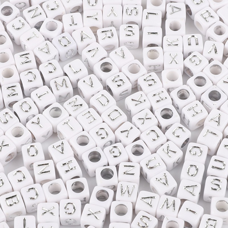 6mm Round Alphabet Beads-White (Choose Letter) (100 Pieces)