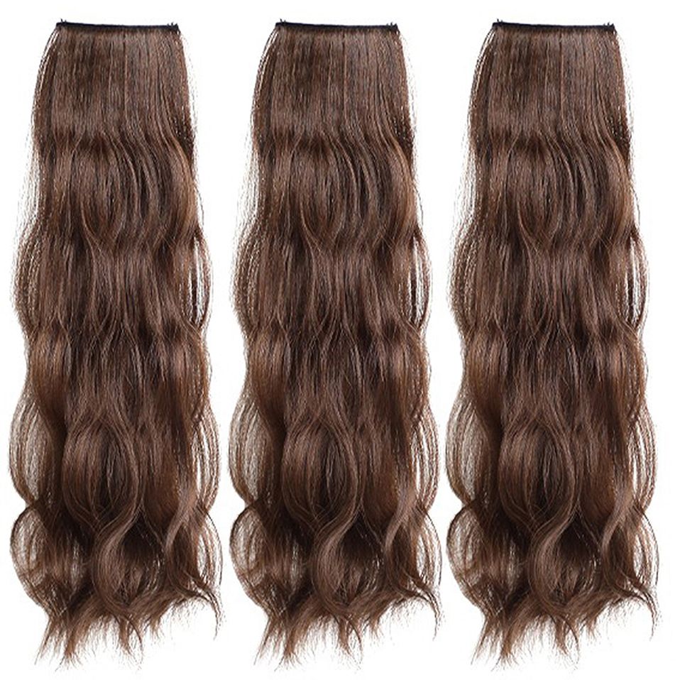 Synthetic Hair Extension Wavy Hair Heat Resistant Fiber Fake Hair Wig Long  Hair Piece With Two Clips Three Piece Suit - Beauty & Personal Care - Temu