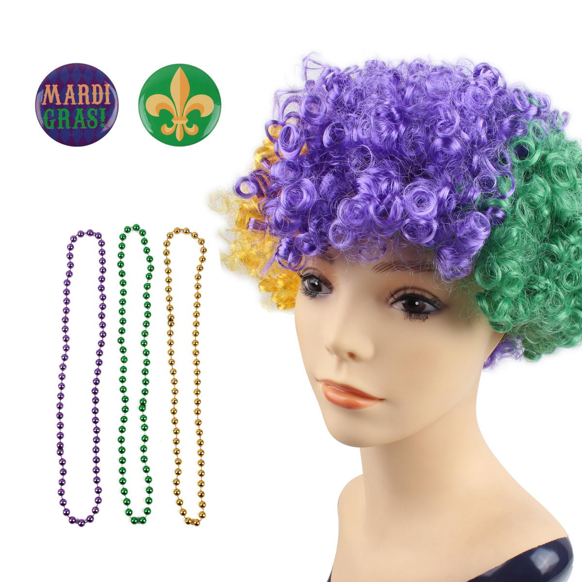 JOYIN 33PCS Mardi Gras Party Supplies with 6 Necklace, LED Mask, Feather Boa,  Headband, Temporary Tattoos