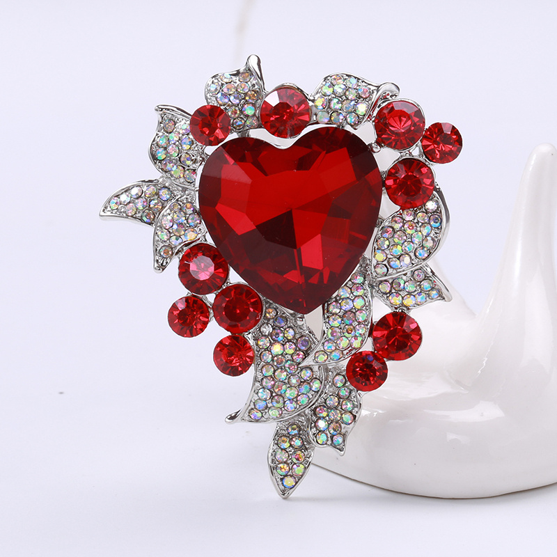 Rhinestone Red Heart Pin