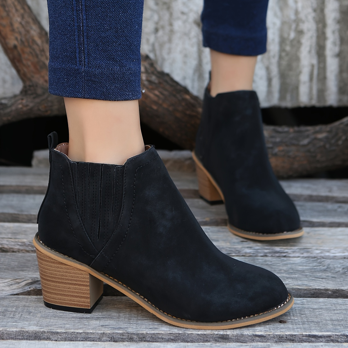 Stacked 2024 heel booties