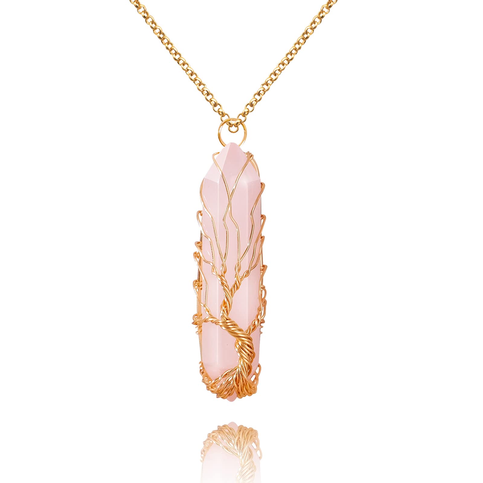 Natural Crystal Safety Clasp Pendant Necklace Rose Quartz - Temu