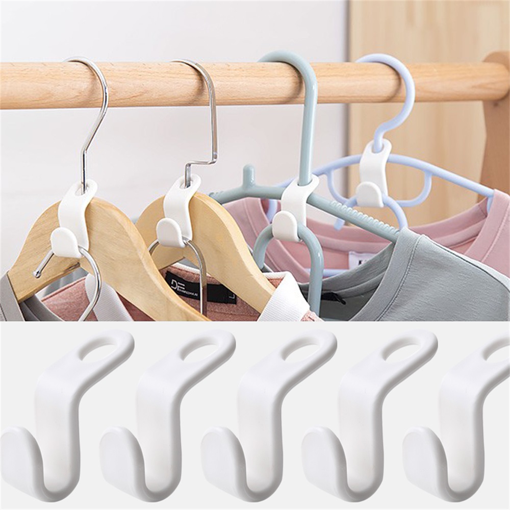10pcs Plastic Clothes Hanger Connection Hook, White Hanger Connector, For  Home