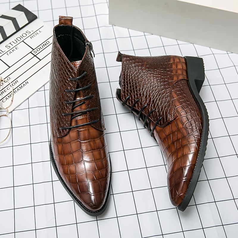 Big Size 10 Men Shoes Pointed Toe Genuine Leather Ankle Chelsea Boots  Crocodile Print Brogue Casual Business Zipper Dress Boots From 148,13 €