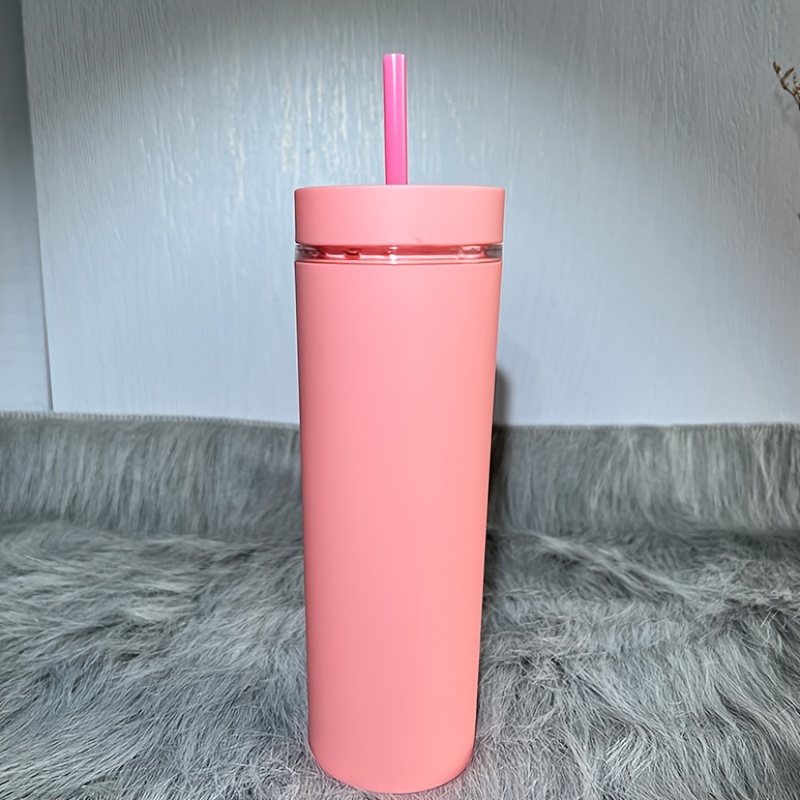 Skinny Acrylic Tumbler With Lid And Straw, Matte Pastel Colored Reusable Plastic  Cups, Bpa Free, - Temu