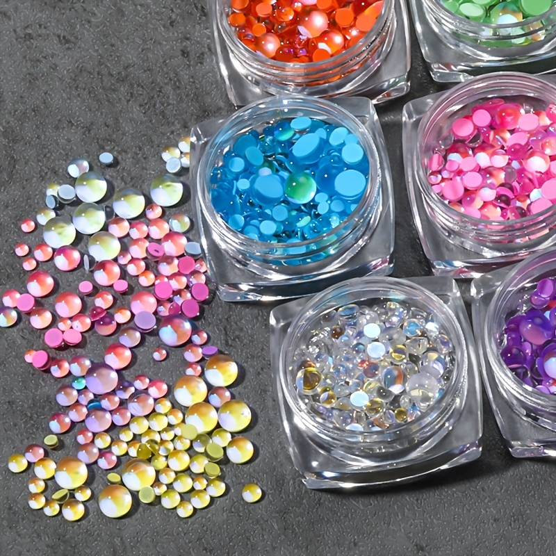 

Nail Art Charms Aurora Resin Nail Rhinestones Nail Salon Round Glass Crystal Beads For Manicure Accessories 3d Nail Decoration