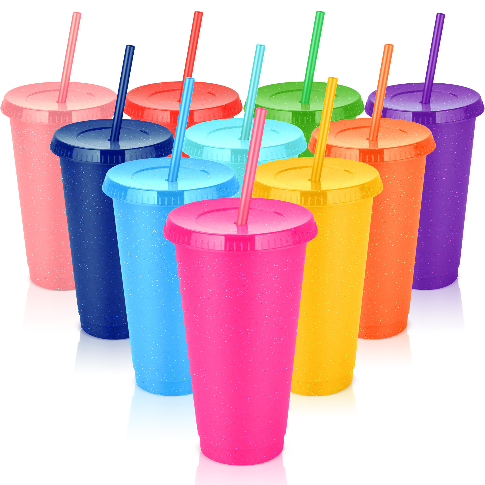Halloween Reusable Plastic Cups With Lids And Straws - Large Ice Cold  Drinking Mugs For Adults, Kids, And Women - Pumpkin Color Changing Cups  With Non-tipping Design - Temu