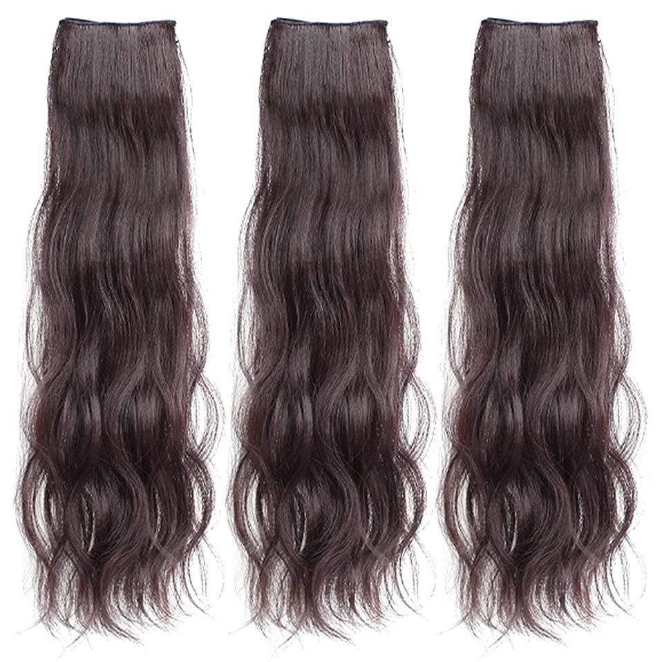 Synthetic Hair Extension Wavy Hair Heat Resistant Fiber Fake Hair Wig Long  Hair Piece With Two Clips Three Piece Suit - Beauty & Personal Care - Temu