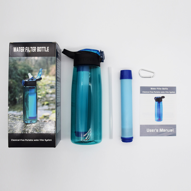 Paquete de 2 popotes de filtro de agua – Dispositivo purificador de agua –  Portátil de supervivencia personal de filtración de agua – para kits de