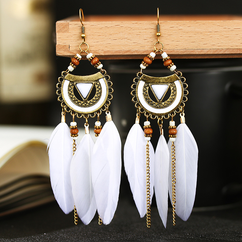 Feather cheapest earrings, feather jewelry, boho jewelry