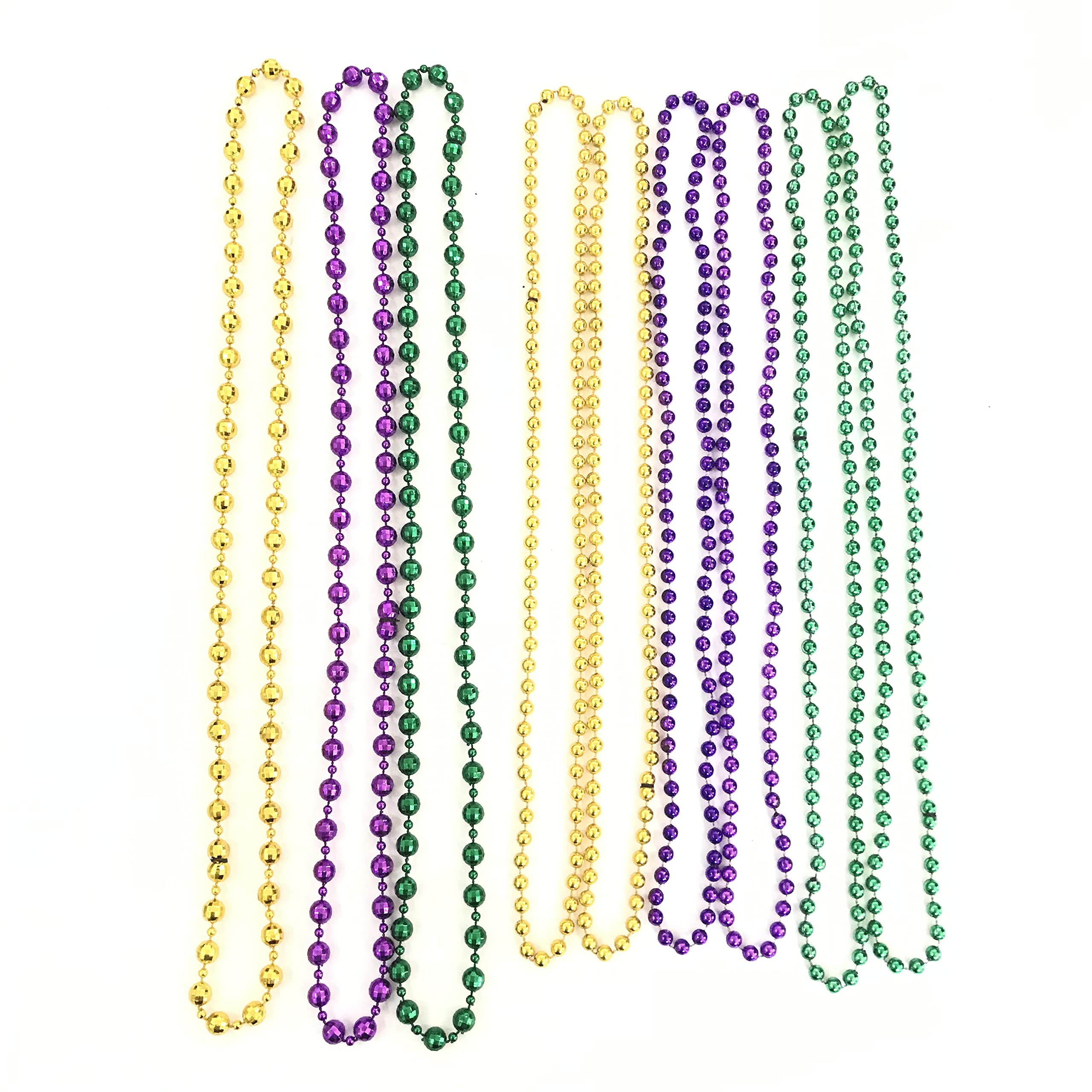 33 Inch 7 mm Metallic Purple Bead Necklaces, 6pcs Mardi Gras Beads Bulk  Round Beaded Necklaces Costume Necklace for Mardi Gras Party Christmas  Festive Events, Party Favors 