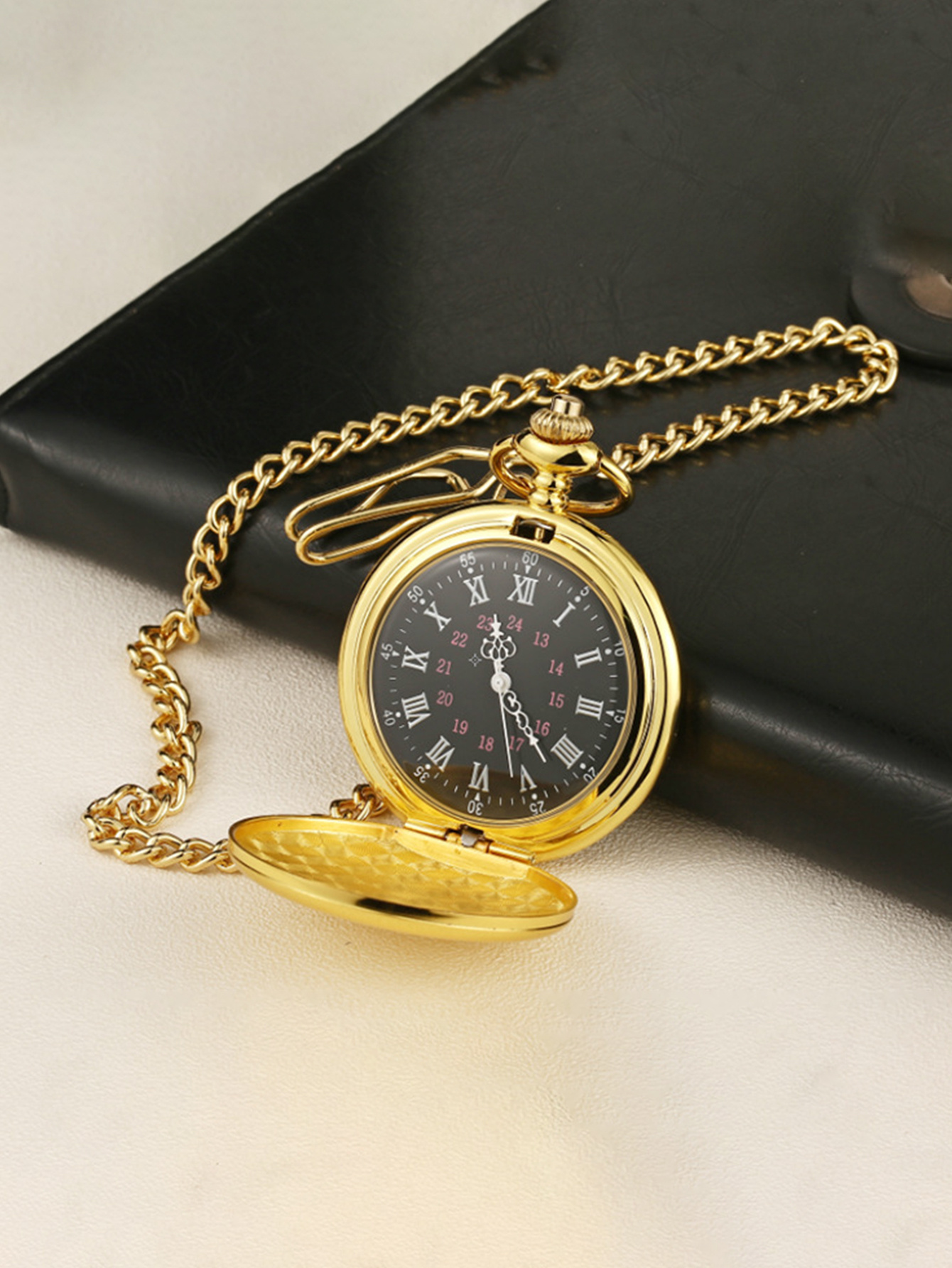 vintage pocket watch 37cm chain chain pendant mild steel quartz roman dial gift watch details 3