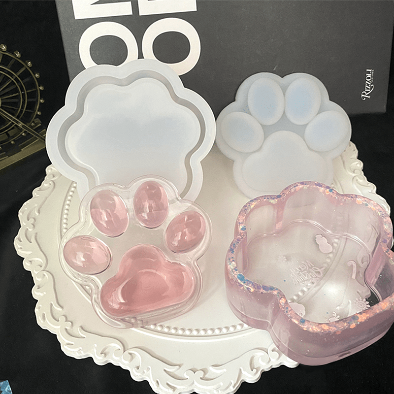 1 Set Cat Paw Shape Storage Box Mold, DIY Cats Claw Shape Silicone Adorable  Resin Mold, Cat Paw Shape Box With Lid Mold For Storage Small Stuff Jewelr