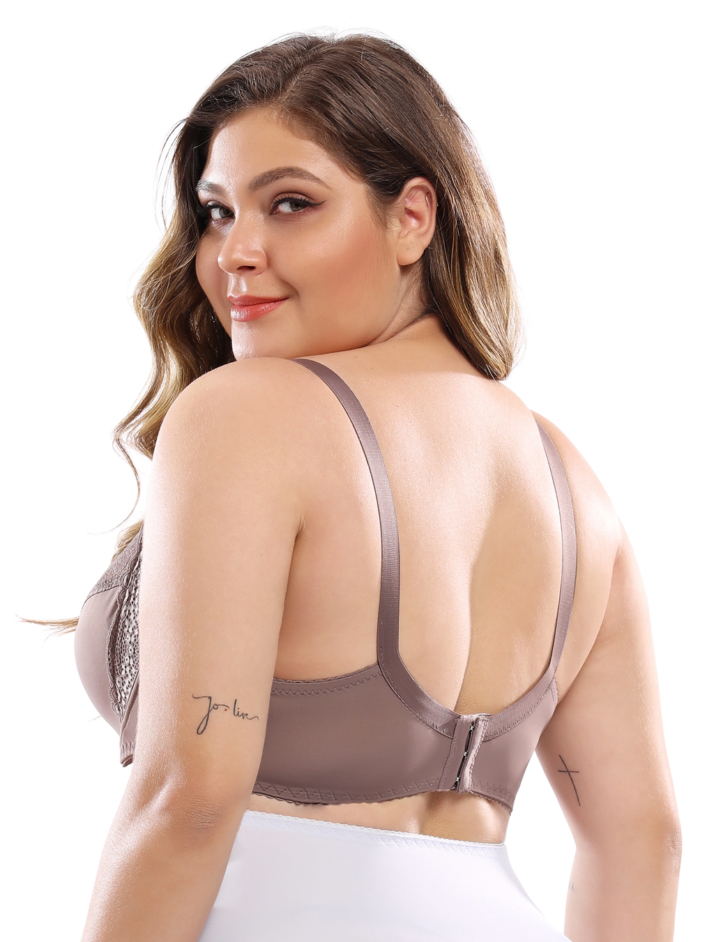 Plus Size Contrast Lace Semi Sheer Solid Push Sexy Bra Temu 