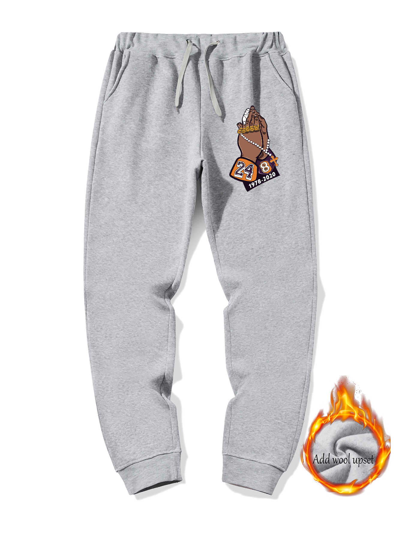 Men's Gesture Graphic Fleece Lined Sweatpants Drawstring - Temu Canada