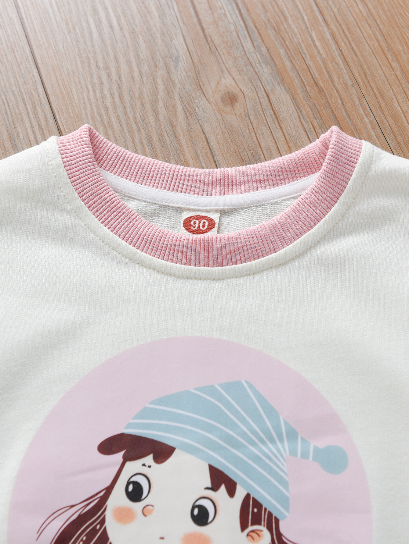 Spring and Autumn Girls Cartoon Puppy Pattern Long Sleeves Pullover and Pants Clothing Set
