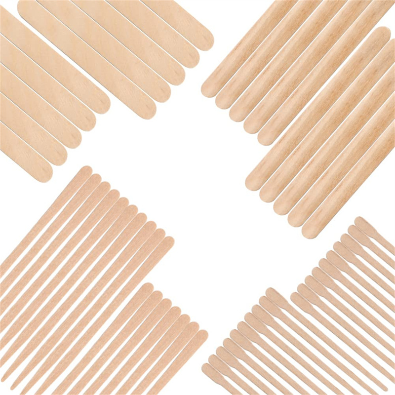 50pcs Wooden Wax Sticks - For Body Legs Face And Small Medium Large Sizes  Eyebrow Waxing Applicator Spatulas For Hair Removal Or Wood Craft Sticks