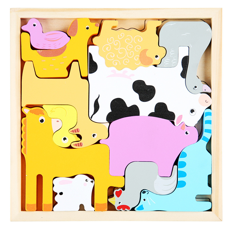 Jeux de puzzle 3D pour enfants Cartoon Animal Baby Hand - Temu Belgium