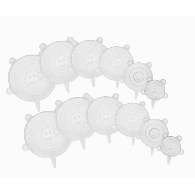 6/12pcs, Coperchi in silicone elasticizzati, set di coperchi adattabili,  copri ciotole elastici e riutilizzabili, per