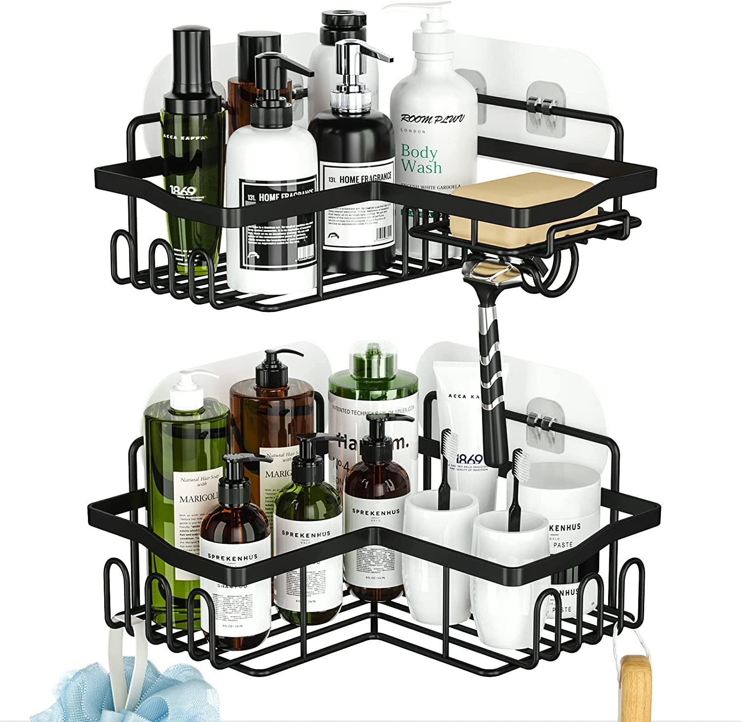 Natural Bamboo Shower Rack Organizer, Shower Rack With 12 Hooks, Rustproof  Waterproof Shower Rack, Stainless Steel No Drilling Bathroom Shower  Organizer, For Bathroom And Kitchen - Temu