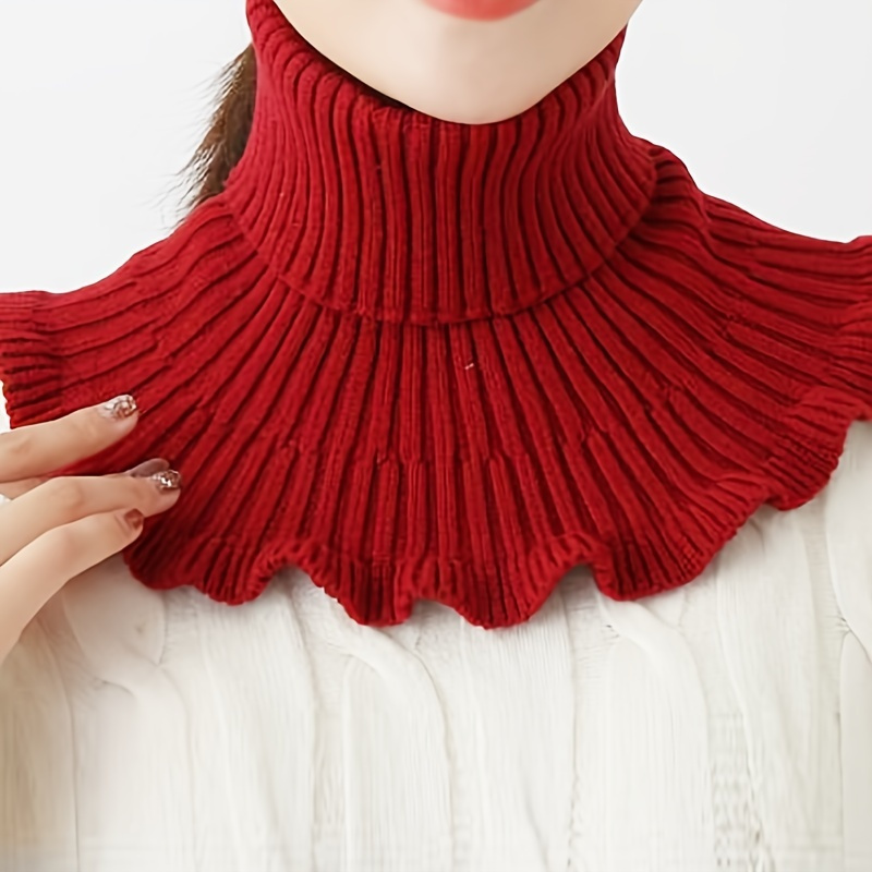 

Winter Scarf Women's Coldproof Warm Knitted Neck Scarf Women's Fake Collar Red Scarf