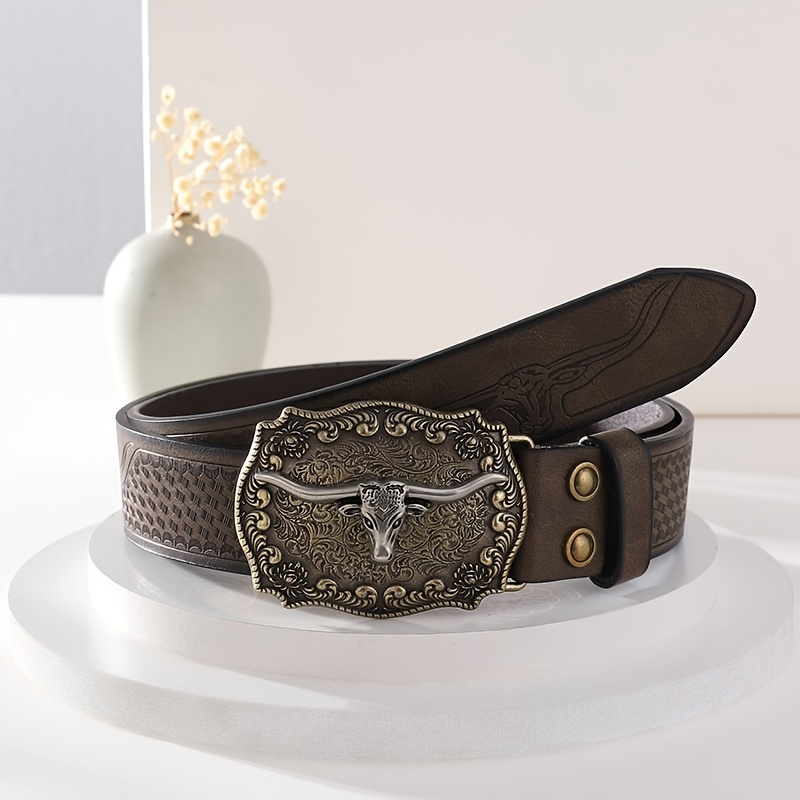 Fashion Embroidery Casual Vintage Belt Pu Leather Belt For Jeans