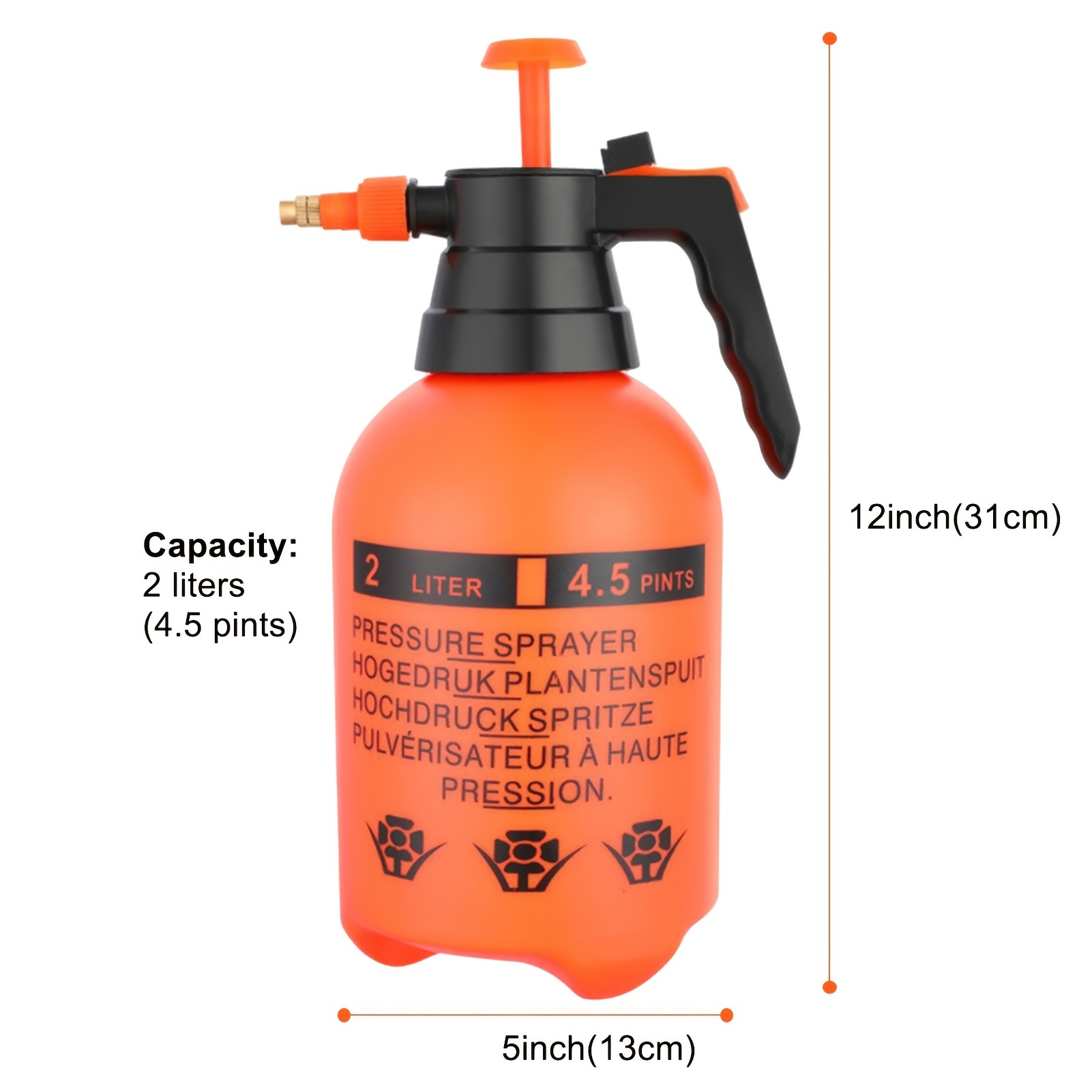 

1pc 68oz Garden Pump Sprayer, 2l Hand Pressure Sprayer Bottle, Lawn Adjustable Sprayer For Plant Mister Spraying Home Cleaning Watering