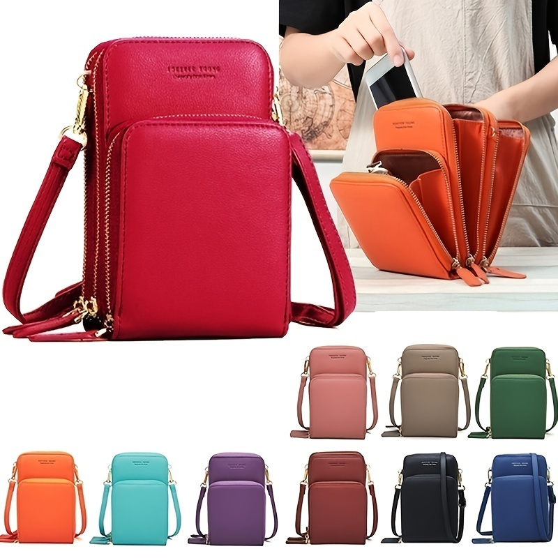 

Mini Sac À Bandoulière Vertical, Sac Pour Téléphone Portable À La Mode, Fermeture Éclair Multiple Pour Femmes Autour De Porte-monnaie