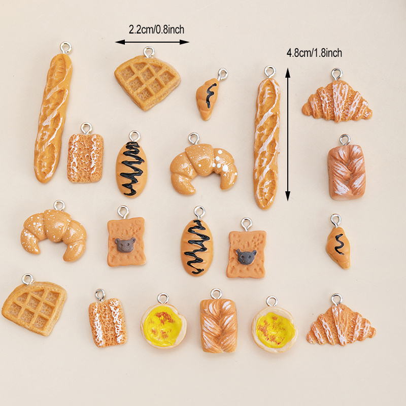 10Pcs/Lot Assorted Resin 13-30mm Bread Cake Food Charms Pendant Jewelry  Findings