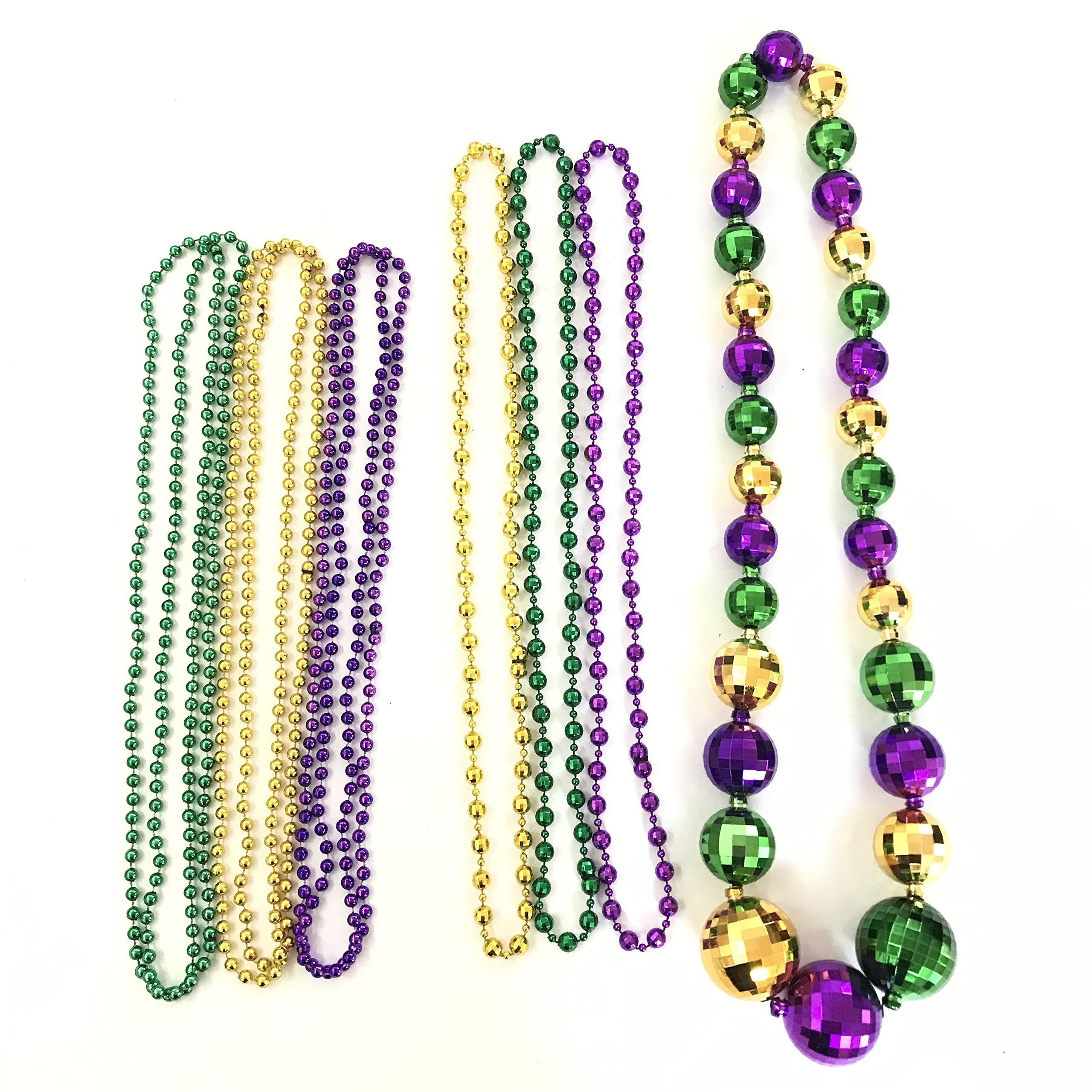 24pcs 33 Inch 7 mm Metallic Purple Bead Necklaces, Mardi Gras Beads Bulk  Round Beaded Necklaces Costume Necklace for Mardi Gras Party Christmas  Festive Events, Party Favors