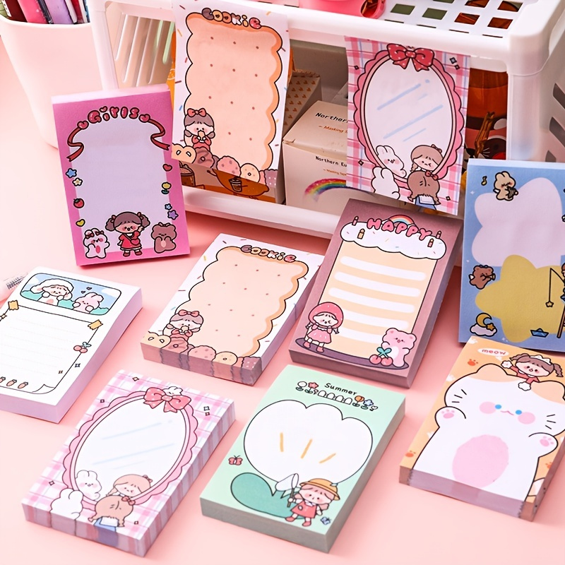 

Cartoon Girl Sticky Notes Cute Memo Note Pad Student Notes Reusable, Size 3.54*2.36in,160 Pages