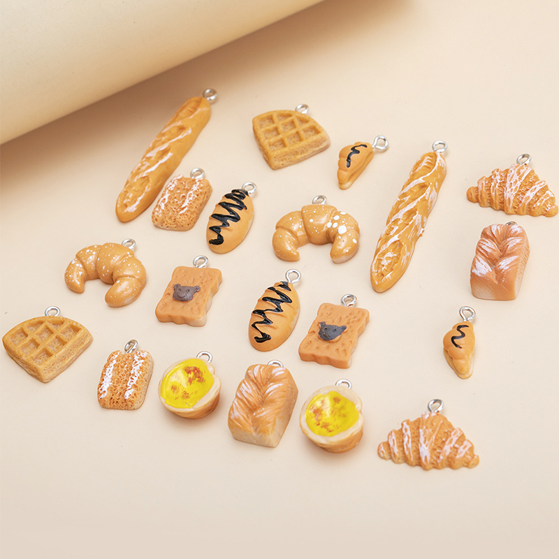 Imitation Food Charms, Bread Jewelry Charm, Bread Resin Charms