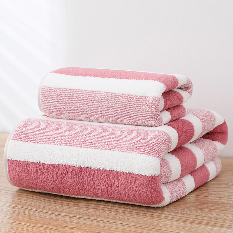 1pc Striped Pattern Random Color Bath Towel,Soft Absorbent Towel, Bath Towel,  Oblong Towel