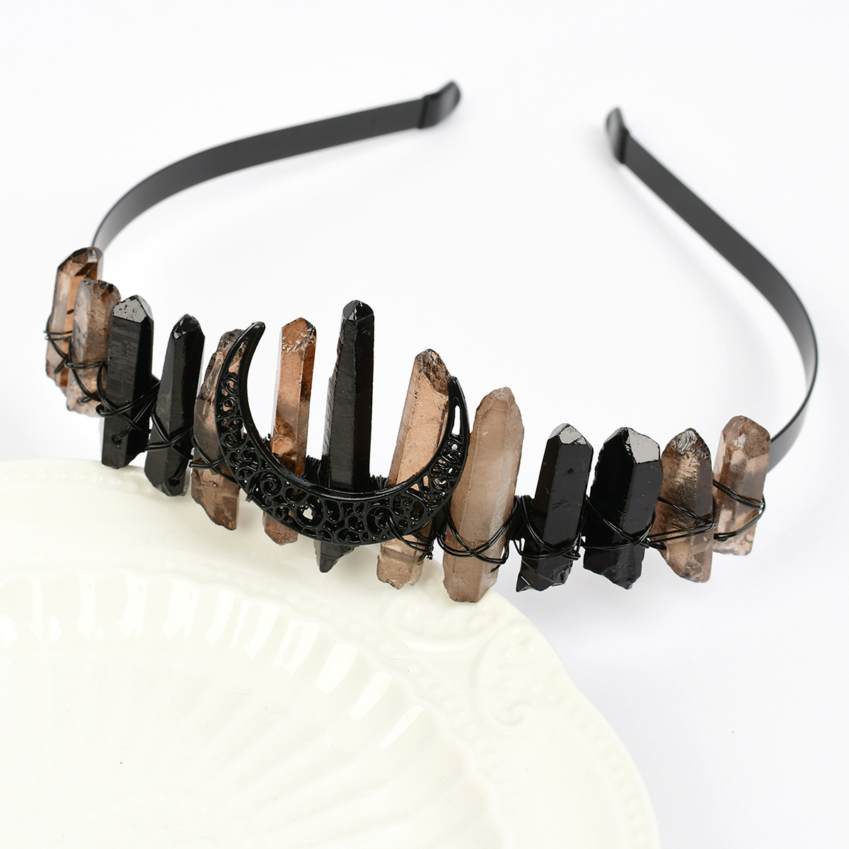 Image of Natural Crystal Quartz Crown/ Crown/fae Crown/fairy Crown/rave Crown/music Festival Crown/ 1pc