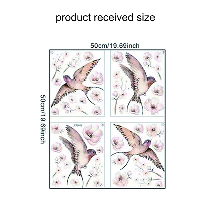 1 2pcs Flower Birds Pvc Wall Stickers For Living Room Bedroom Wall