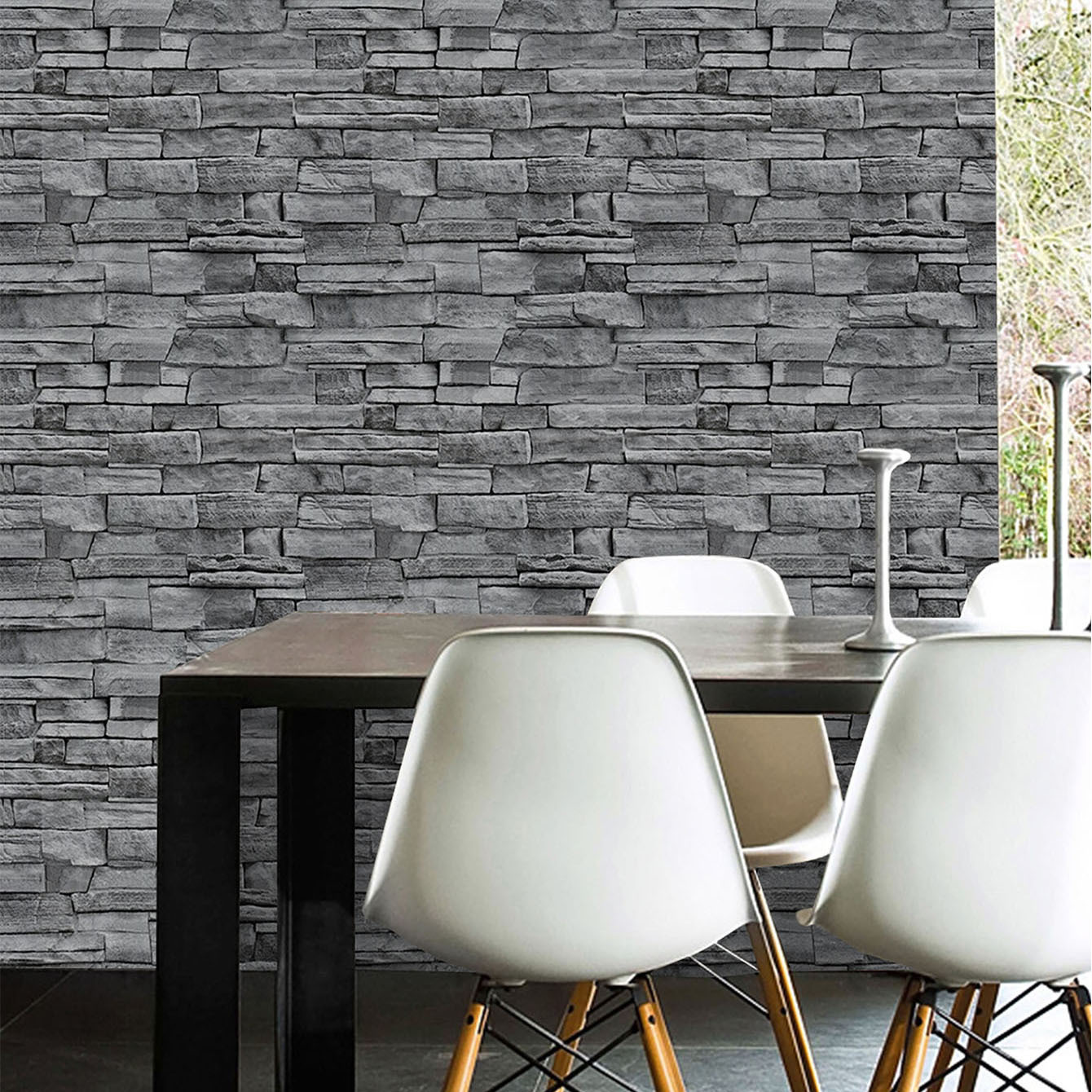 Transform Your Home With Dark Gray Brick Contact Paper Selfadhesive