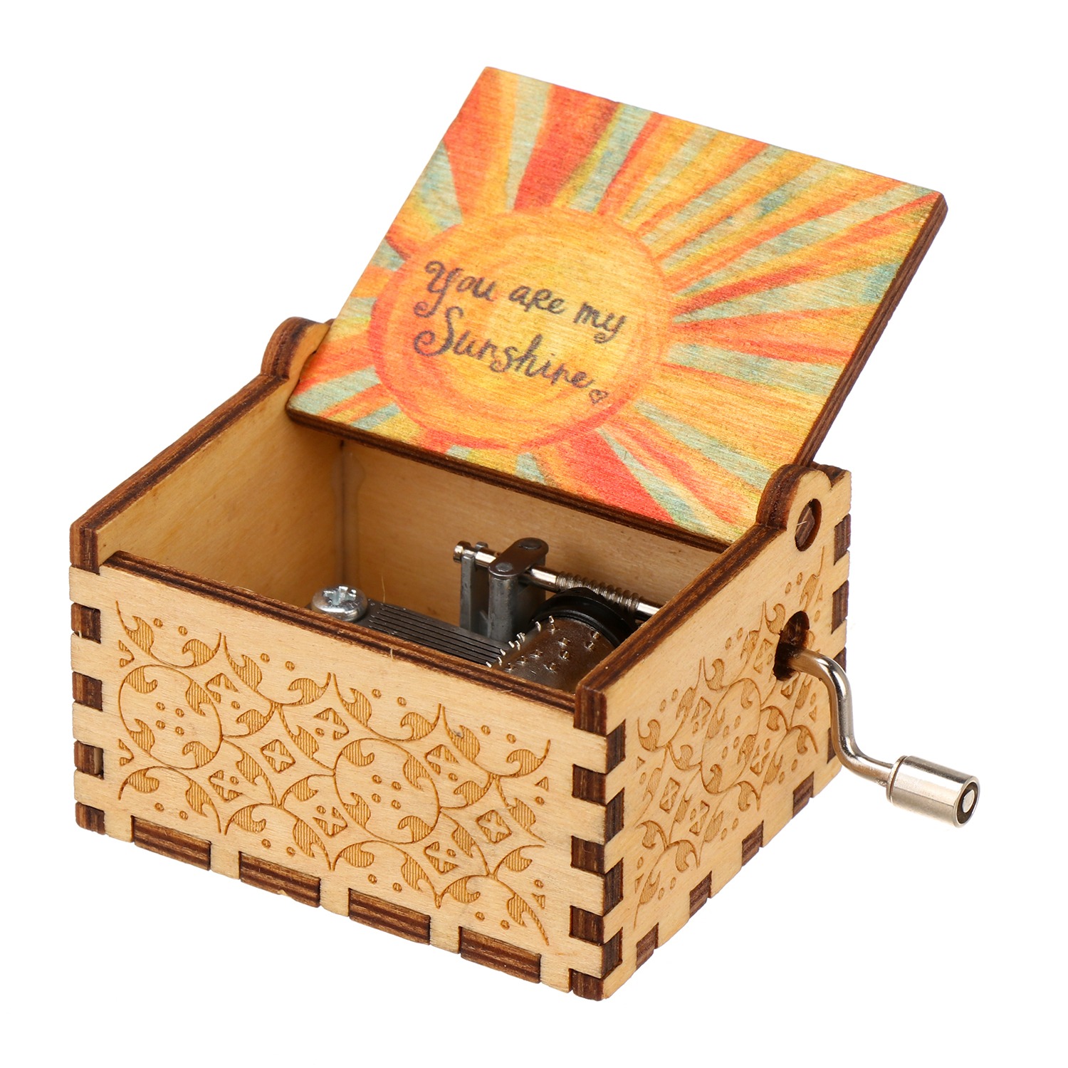 Caja de música de madera Pequeña caja musical linda personalizada de  manivela para el cumpleaños