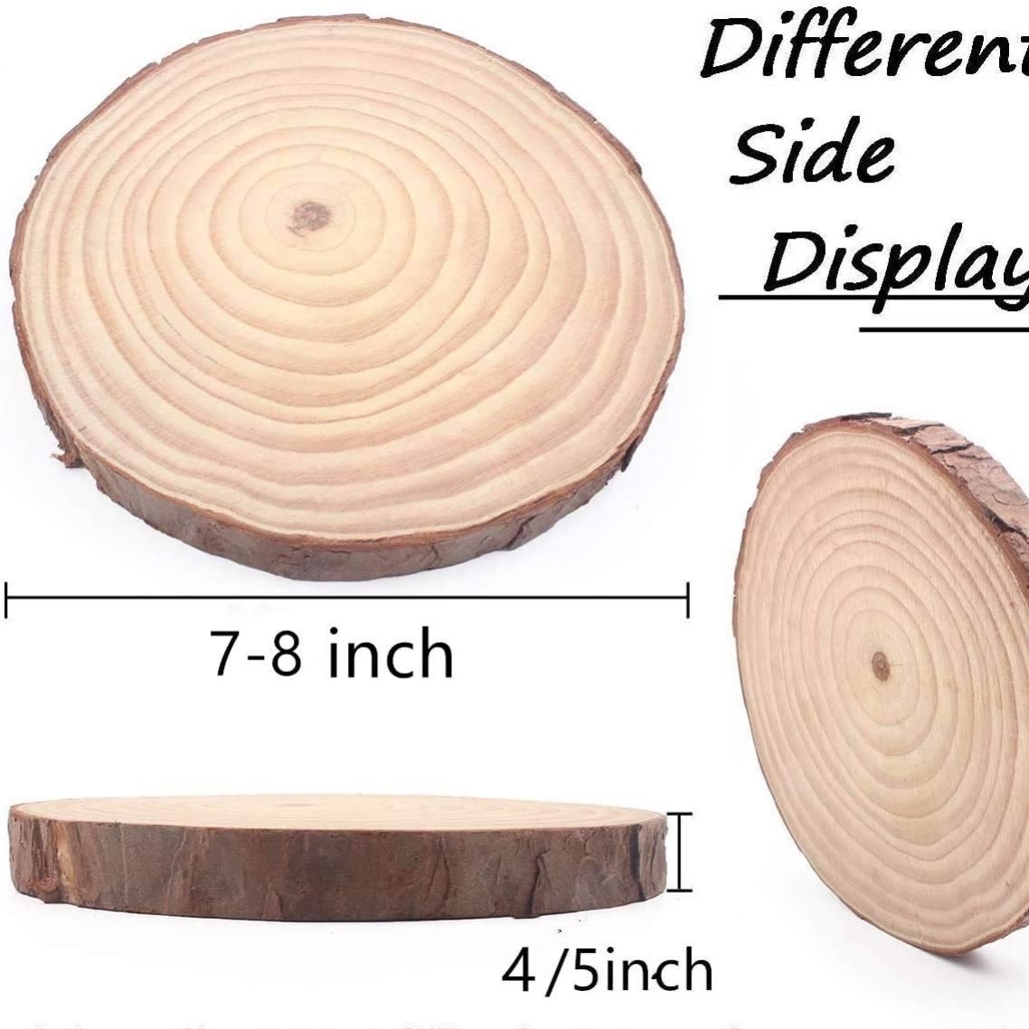 Natural Round Discs Rustic Wood Slices 4 Pcs 9-10 inch Unfinished Wood Kit Circles Crafts Tree Slices with Bark Log Discs for DIY Arts and Wedding