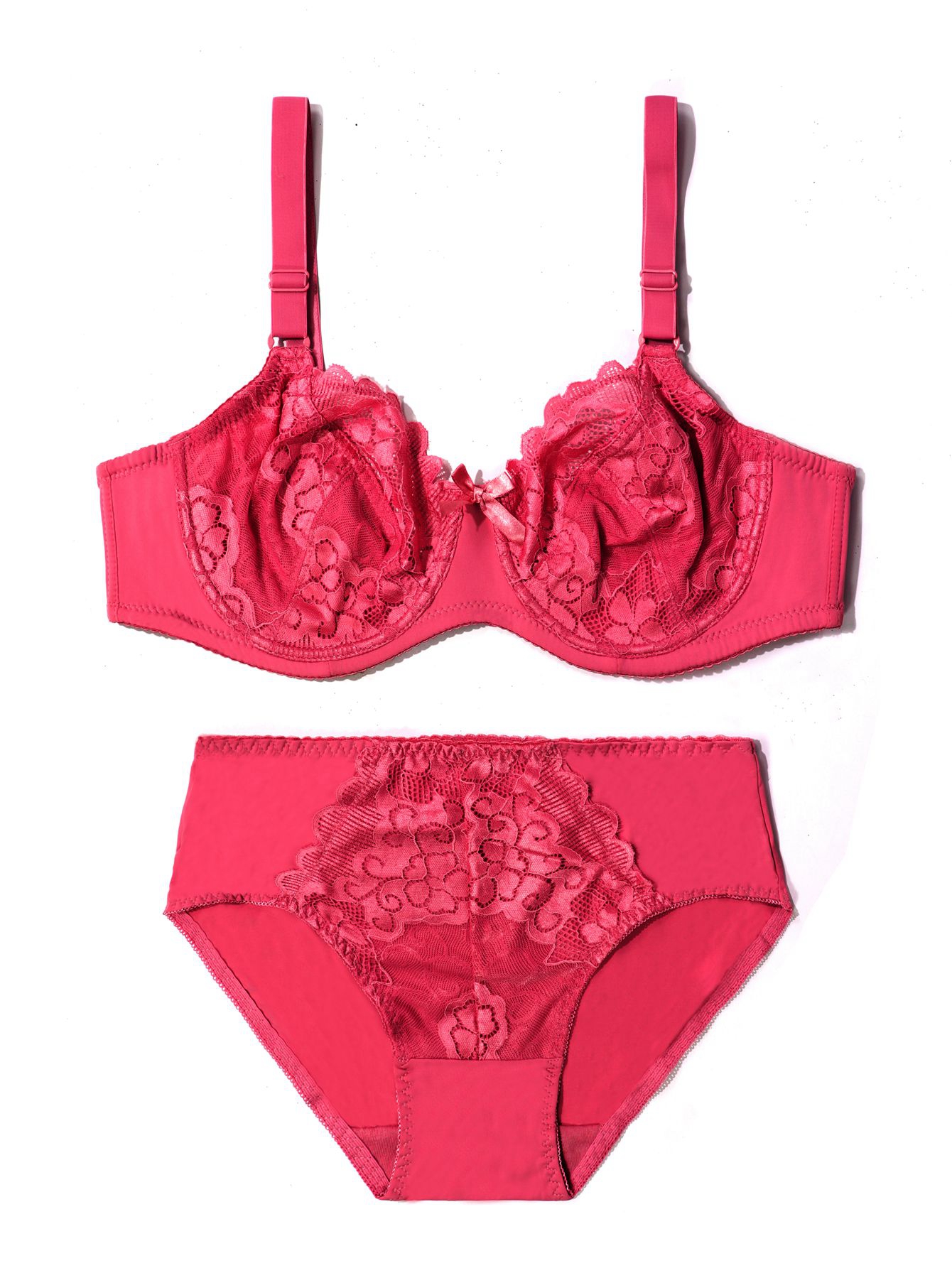 Contrast Lace Bra Plus Size High Waist Panty Lingerie Set Temu