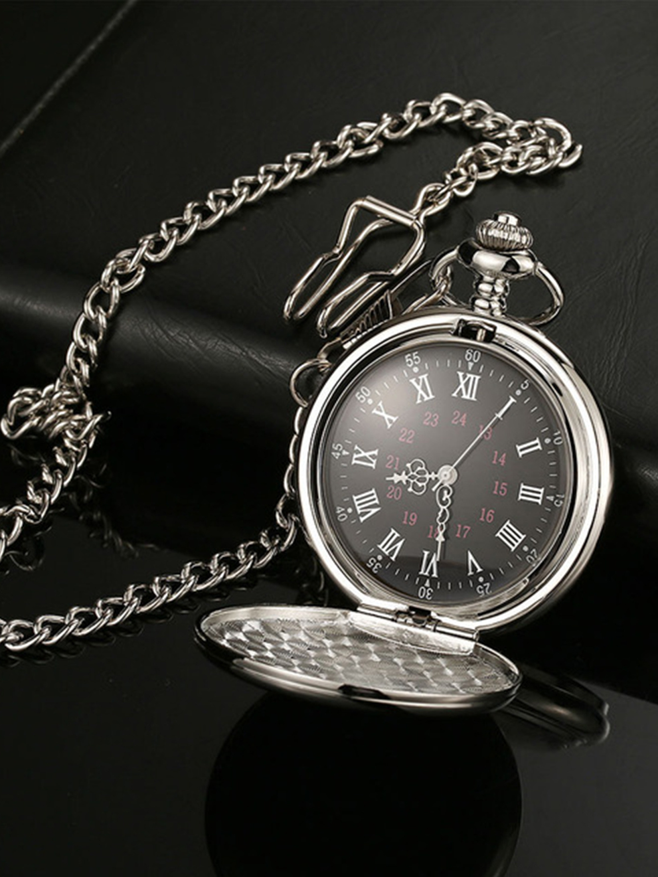 vintage pocket watch 37cm chain chain pendant mild steel quartz roman dial gift watch details 6