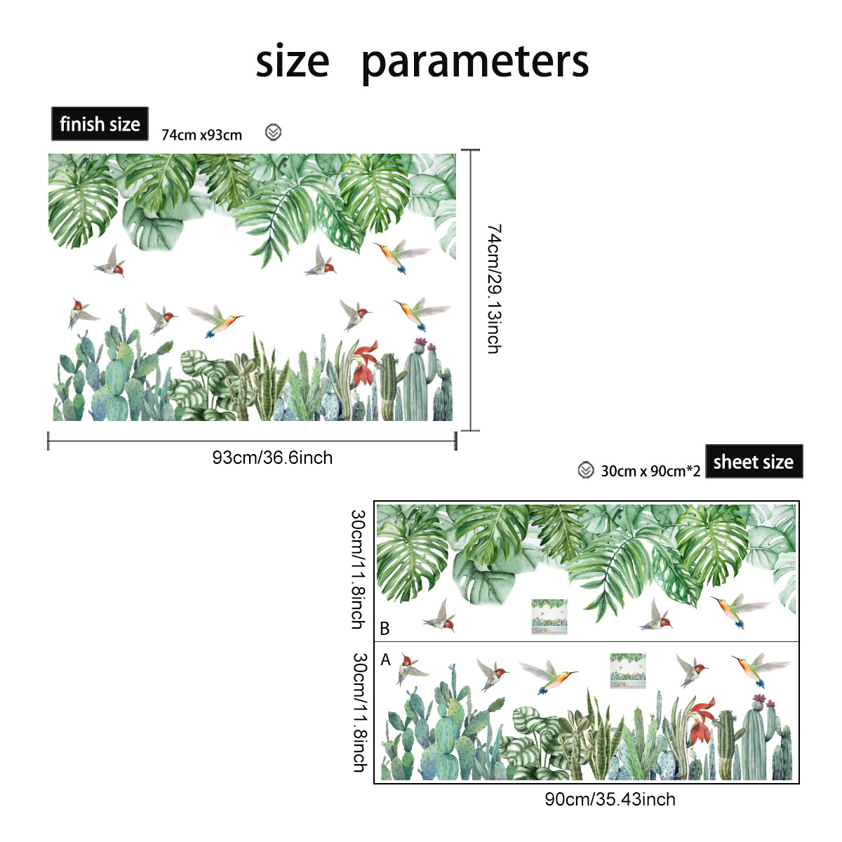 1 2pcs Flower Birds Pvc Wall Stickers For Living Room Bedroom Wall