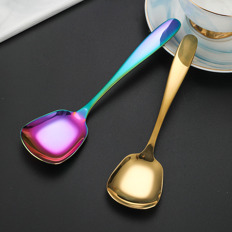 Square Head Soup Spoon Set Coffee Spoons Silverware - Temu