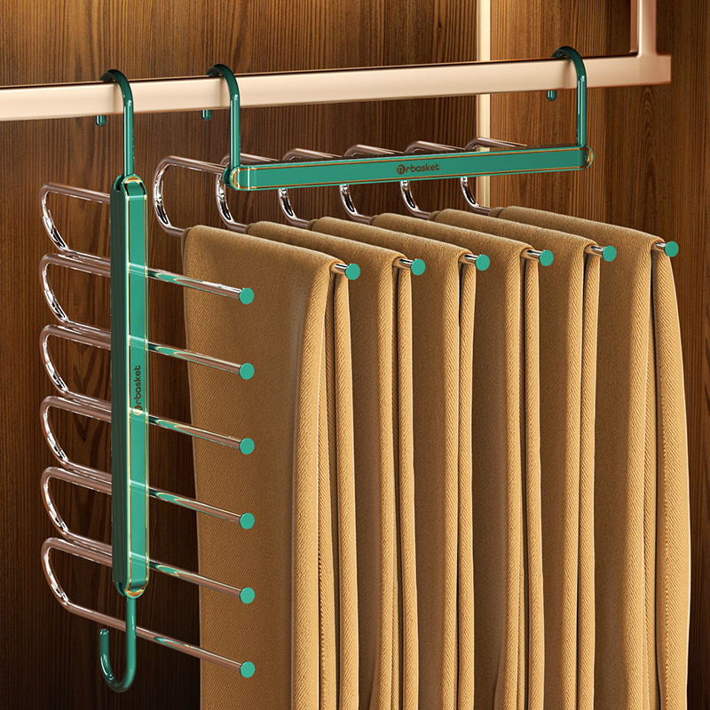 1pc Multi-layer Pants Hanger With Strong Clips For Space-saving,  Adjustable, Up To 6 Pants Or