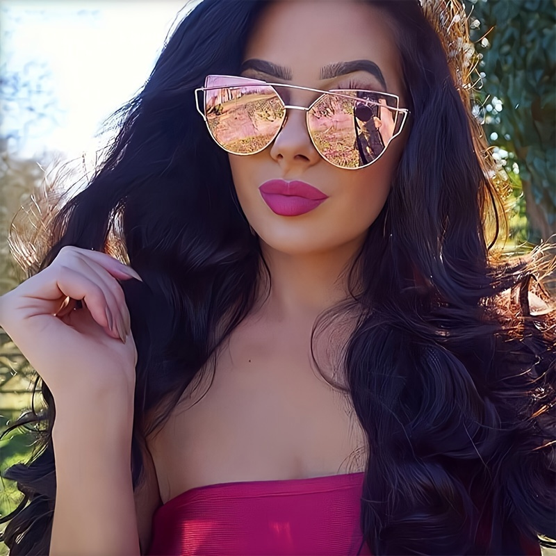

Classic Cat Eye Women Fashion Metal Large Cat Eye For Ladies Vintage Mirror Shades